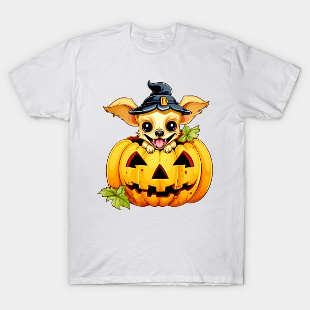 Chihuahua Dog inside Pumpkin #1 T-Shirt by Chromatic Fusion Studio